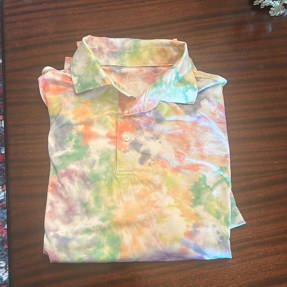 Rhoback tie dye pride polo performance